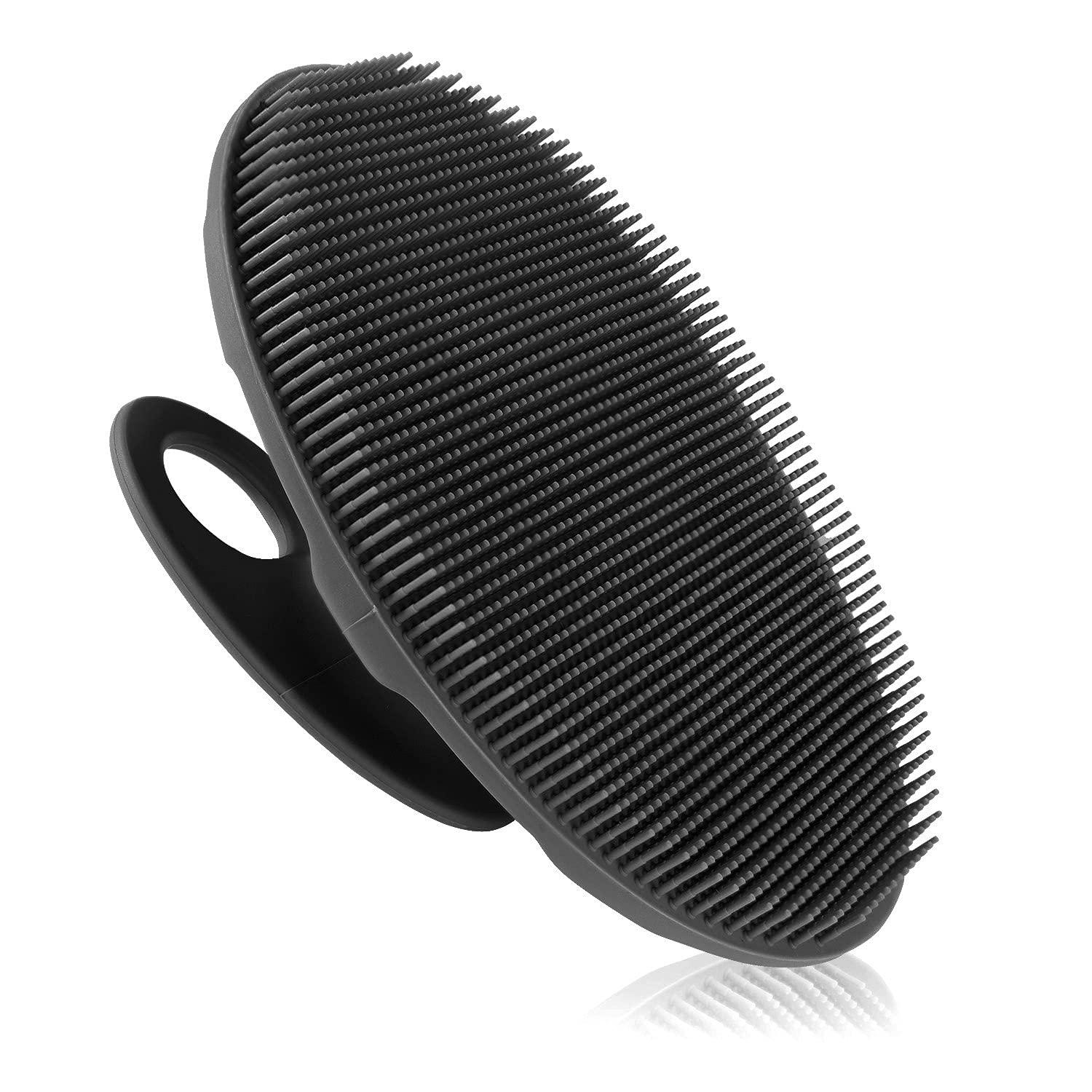INNERNEED INNERNEED Soft Silicone Body Scrubber Handheld Shower Cleansing Brush, Gentle Exfoliating and Massage for all Kinds of Skin (Black)