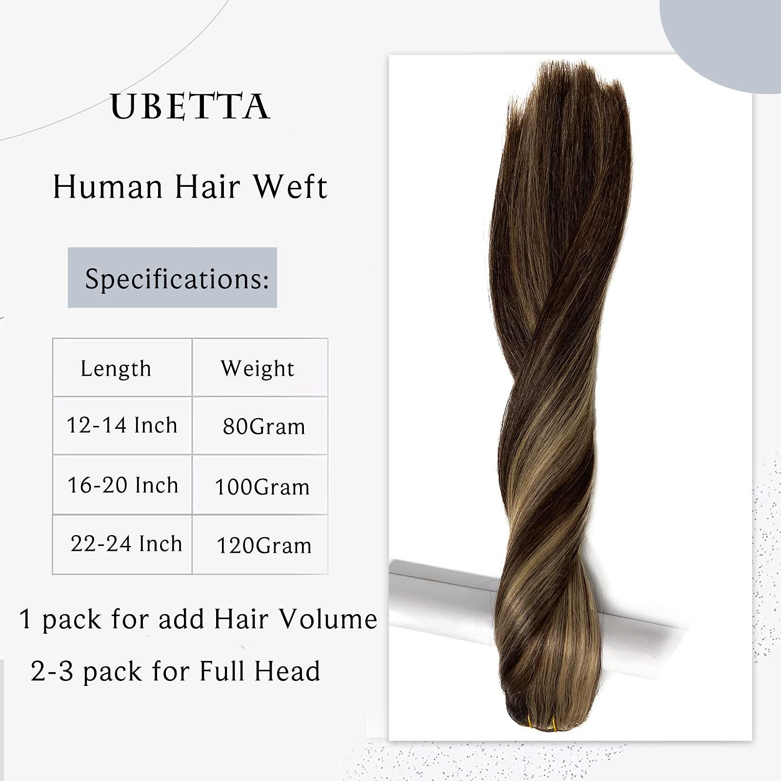 Ubetta Sew in Hair Extensions Real Human Hair,Balayage Weft Hair Extensions Human Hair Dark Brown Highlighted Ash Brown Hair Extensions Human Hair Bundles Hand Tied Weft Hair Extensions Human Hair 22" 120G