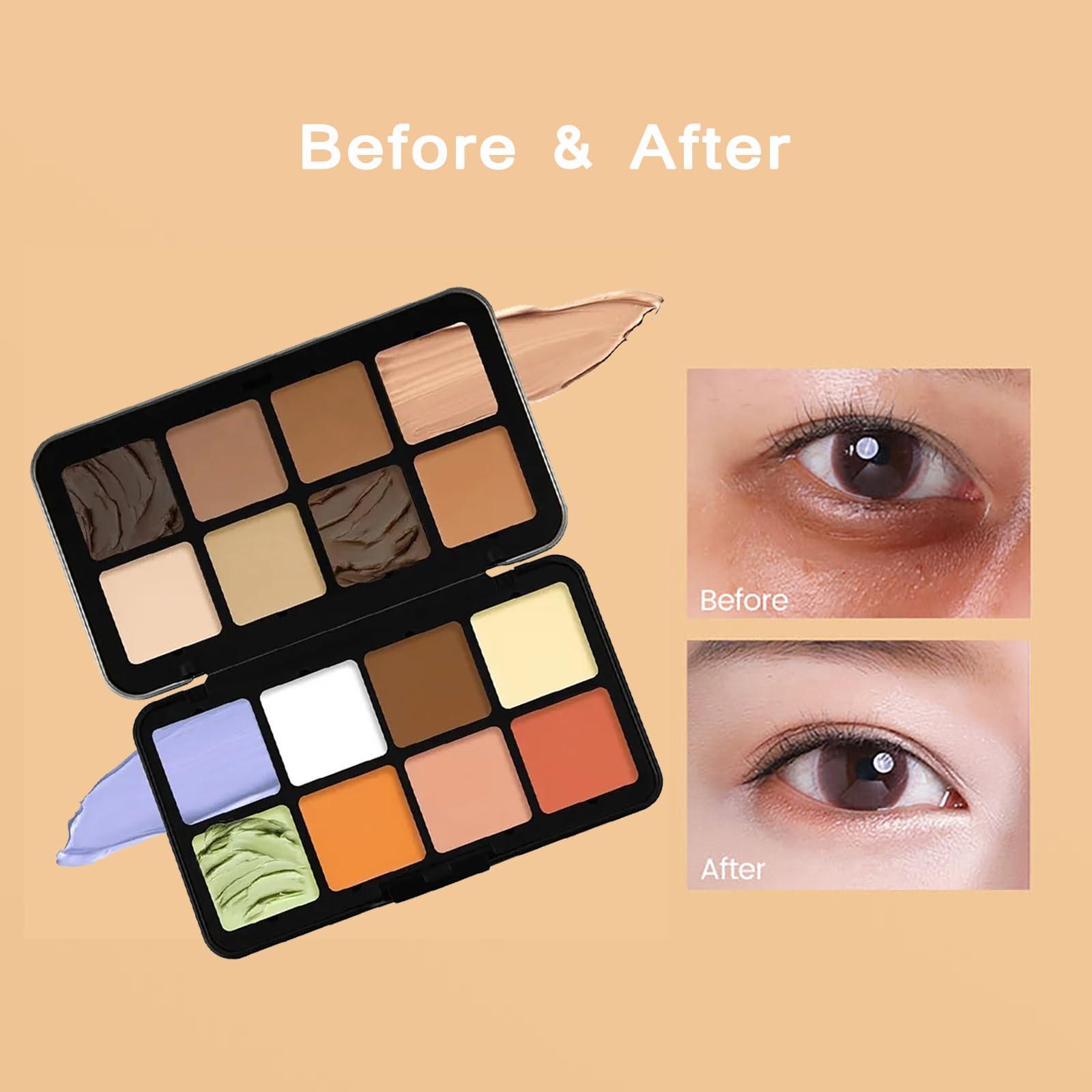 CHSEEO CHSEEO 16 Color Corrector Concealer Foundation Palette Cream Set, Orange Green Peach Color Correcting Camouflage Makeup Cream Contour Palette with 11Pcs Makeup Brush Kit for Dark Circles Dark Spots