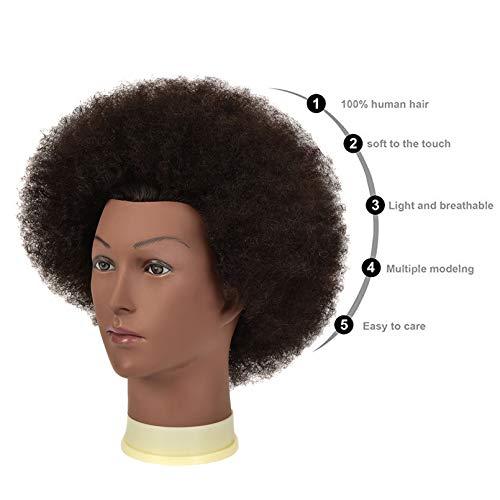 kalyx Kalyx Mannequin Head African American 100% Human Hair Cosmetology Afro Hair Manikin Head for Practice Styling Braiding(9INCH)