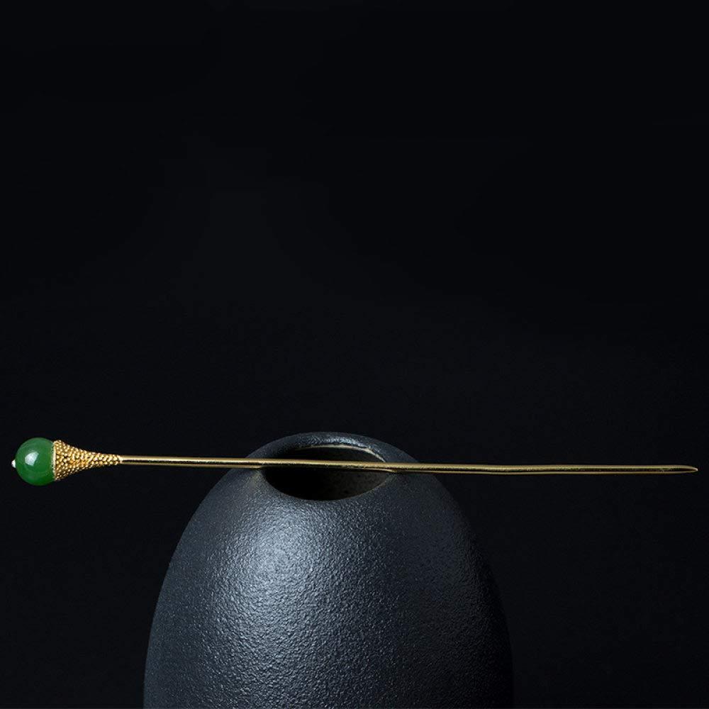 qbodp qbodp S925 Silver Hair Sticks for Buns Imitation Jasper Golden Hair Chopsticks Elegant Hair Pins Stick Chinese Classical Chopsticks for Women Hair Accessories