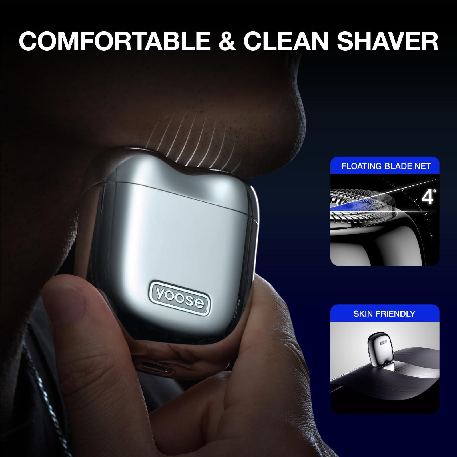 yoose yoose Grooming Bundle: Nose Hair Trimmer and Mini Shaver, Alloy, Portable, Cordless, IPX7 Waterproof, USB-C Rechargeable, Easy Cleaninig, Silver