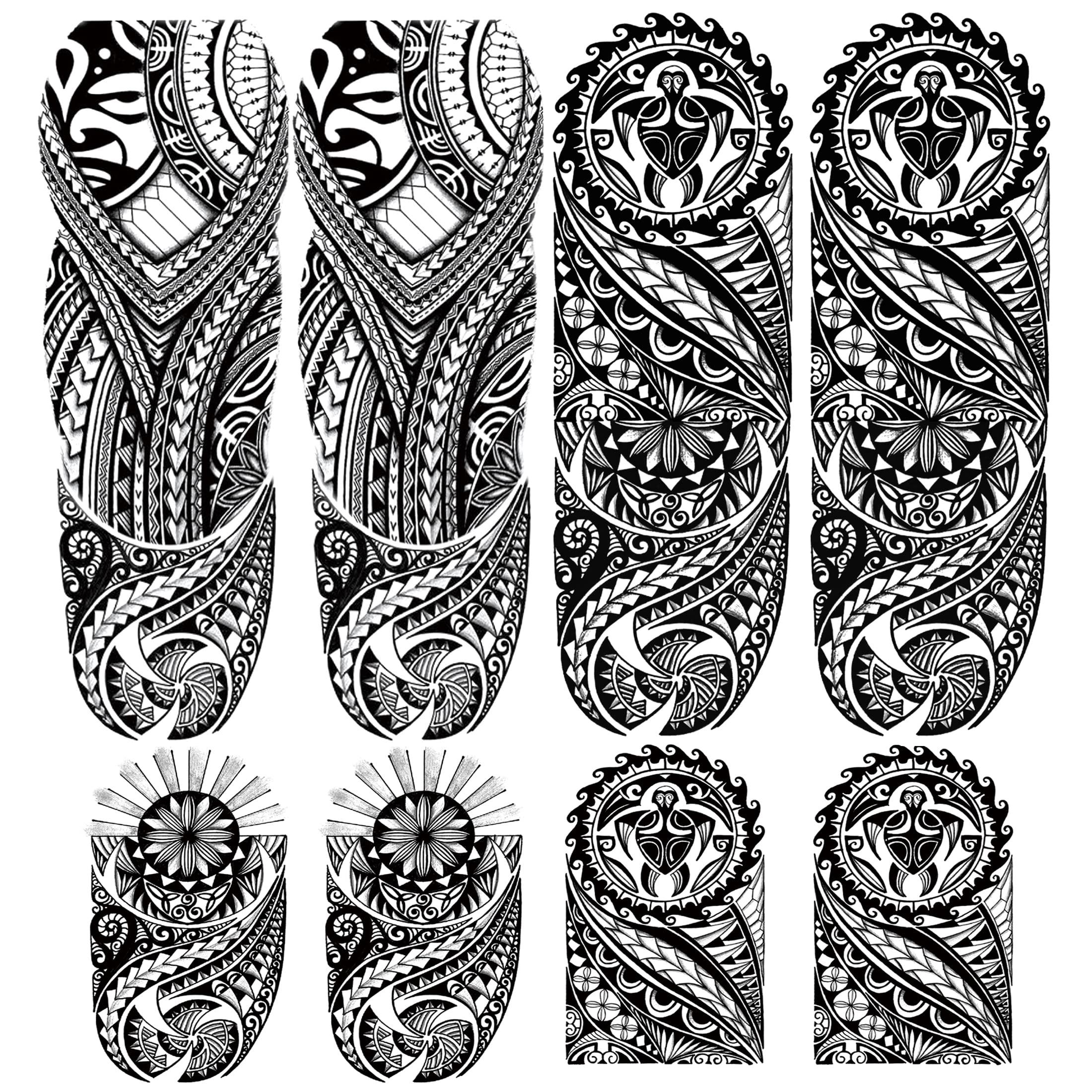 LEOARS Tribal Totem Sleeve Tattoos, 4-Sheet Large Full Arm Sleeve Tattoos and 4-Sheet Fake Half Arm Totem Tattoos for Men Women Makeup