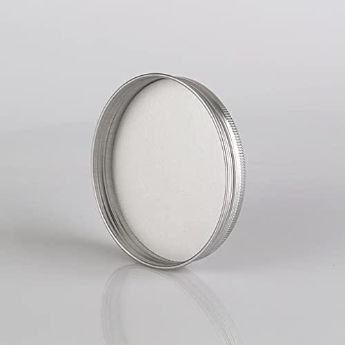 Dlibuy DLIBUY 50 Pcs 100ml 100g Empty Round Silver Aluminum Tin Jars with Screw Lids Cosmetics Lip Balm Containers Pots for DIY Candle, Salve Powder, Crafts, Storage Cans 3 Alu Spoon, 50 Labels