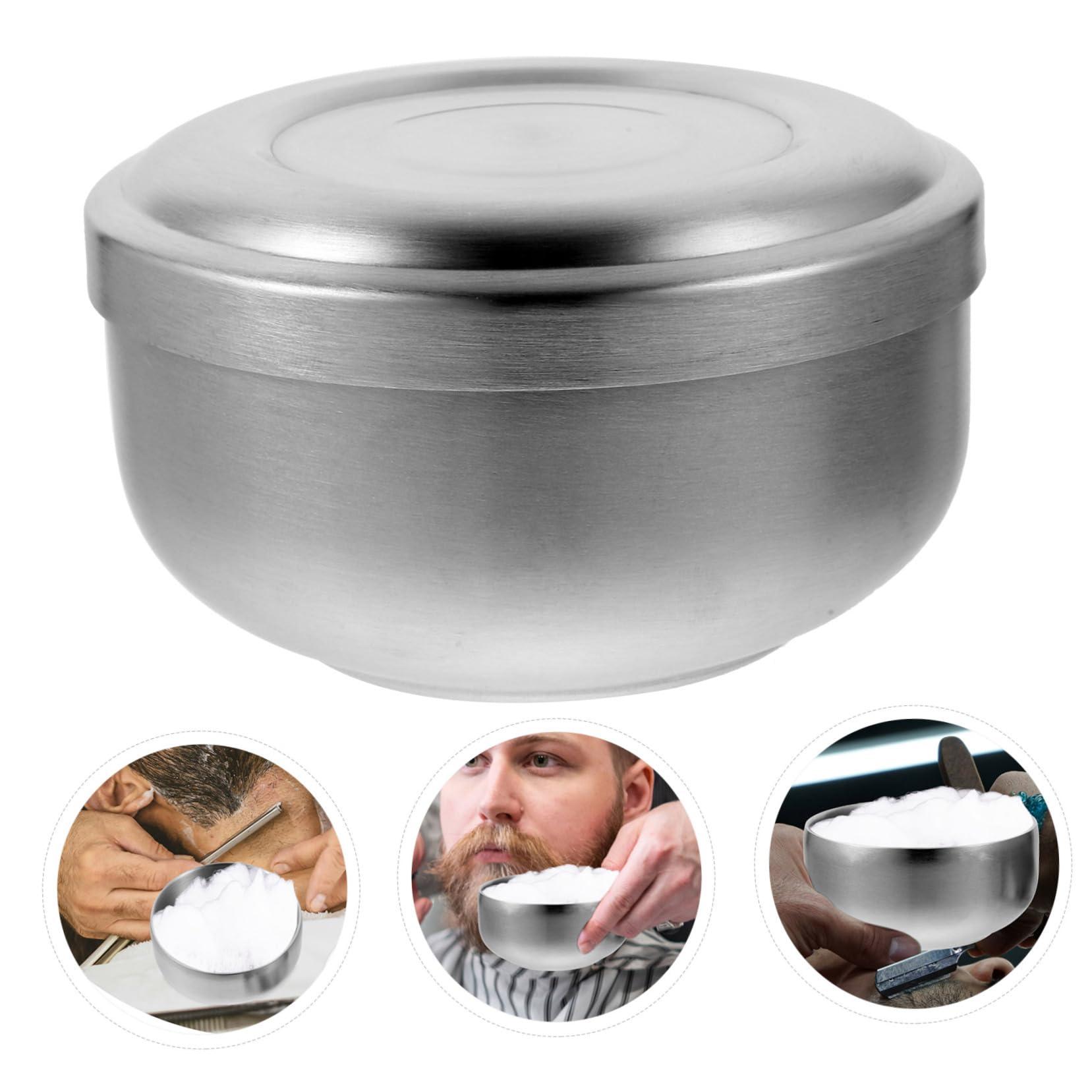 Ipetboom Ipetboom Stainless Steel Shaving Bowl with Lid Soap Men\'s Shaving Soap Dish for Home Barber Shop Salon