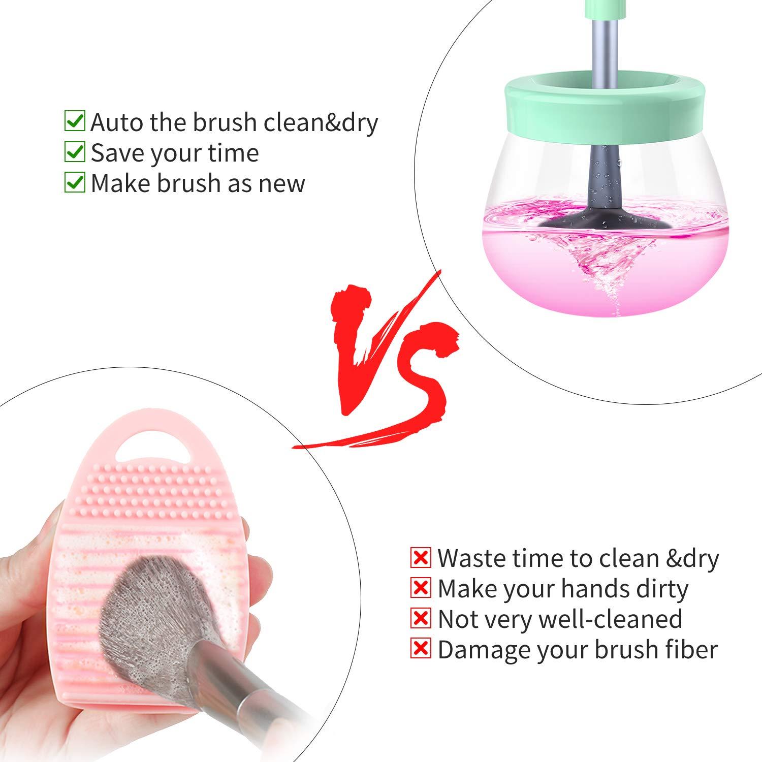 senbowe Senbowe Upgraded Makeup Brush Cleaner and Dryer Machine, Super-Fast Electric Brush Cleaner Machine with 8 Size Rubber Collars, Automatic Brush Cleaner Spinner Makeup Brush Tools