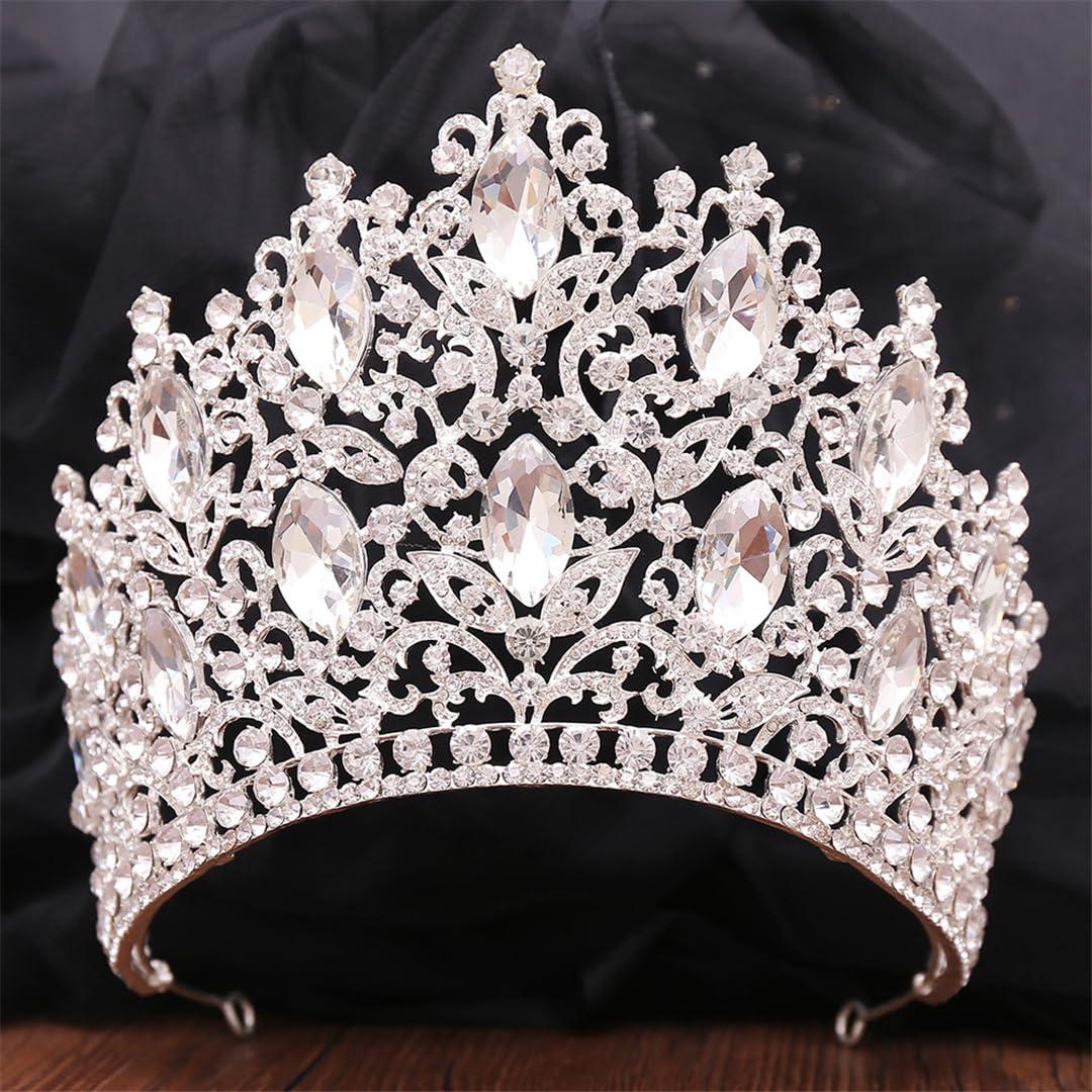 Generic Crystal Rhinestone Crown Wedding Tiara Bridal Hair Accessories Crown Party Wedding Headwear H214 Gold Red