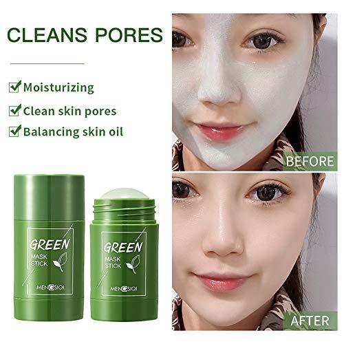 N\W Green-Tea Purifying Clay Stick Mask - Oil Control Anti-Acne Eggplant Solid Fine, Moisturizes and Controls The Oil, Acne Clearing, Blackhead Remover, Improves Texture of The Skin, Green,Purple