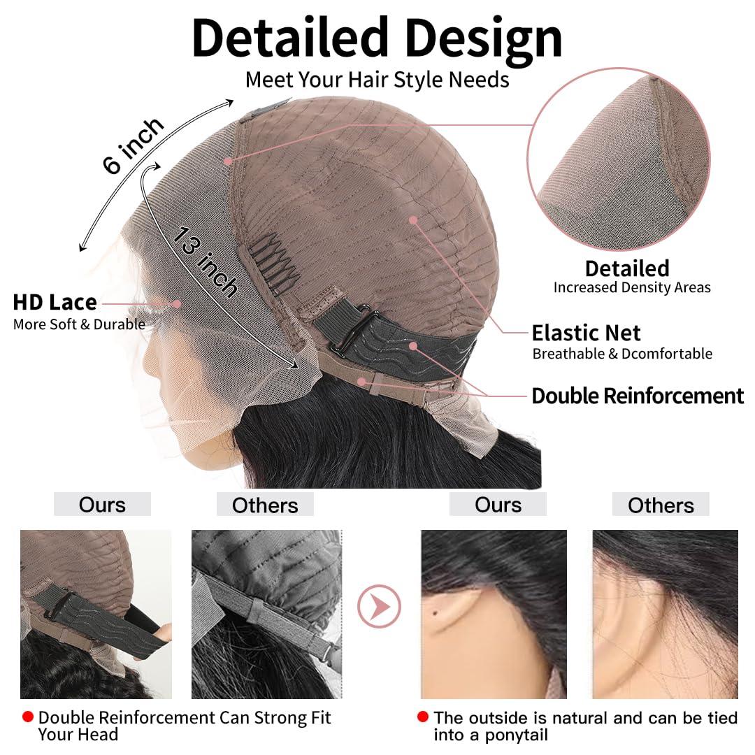 RXY RXY 200 Density 30 Inch 13x6 HD Lace Front Wigs Human Hair,Straight Full Lace Frontal Human Hair Wigs Pre Plucked For Black Women,Brazilian Virgin Human Hair Wig Can Be dyed & bleached