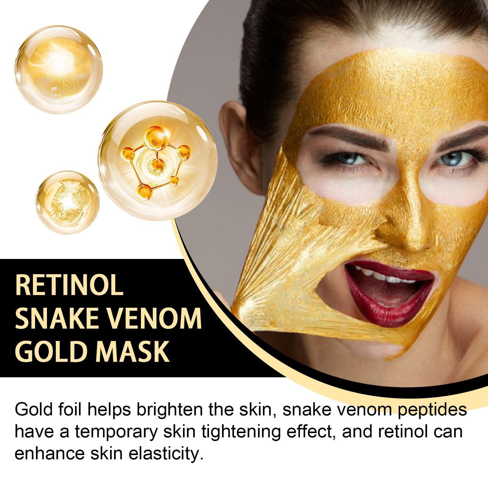 ATHNO Retinol Snake Venom Gold Mask,Retinol Snake Venom Peptide Gold Peel Off Mask,Rejuvenating Gold Peel off Mask,Anti Wrinkles&Reduce Fine Lines,Clear Acne & Blackhead,Moisturizing (7PCS)
