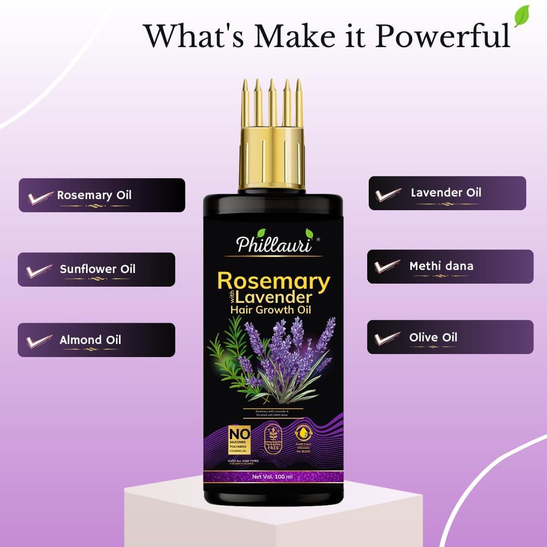 Phillauri Phillauri Rosemary & Lavender Hair Oil Pure Cold Pressed oil for Hair Growth 400ml (pack of 4)