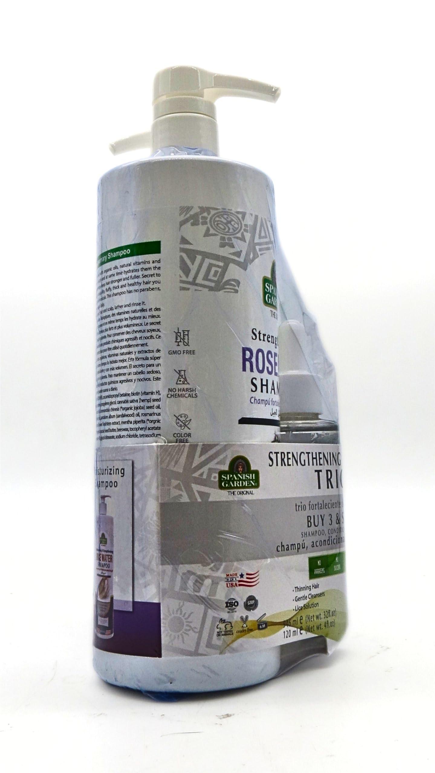 Spanish Garden Spanish Garden | Hair Strengthening Rosemary Shampoo & Conditioner & Hair Oil Set, White