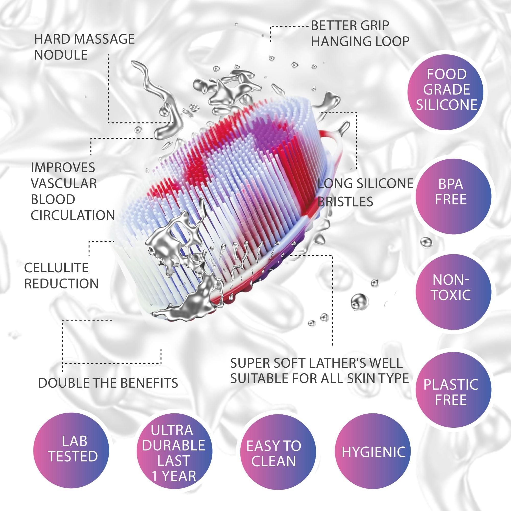 Avilana Avilana Silicone Exfoliating Body Scrubber Dual-Sided Silicone Loofah for Shower, Body Scrubber for Men & Women, Gentle Loofa Alternative, Easy-to-Clean Silicone Body Scrubber (Marbled with Silver)