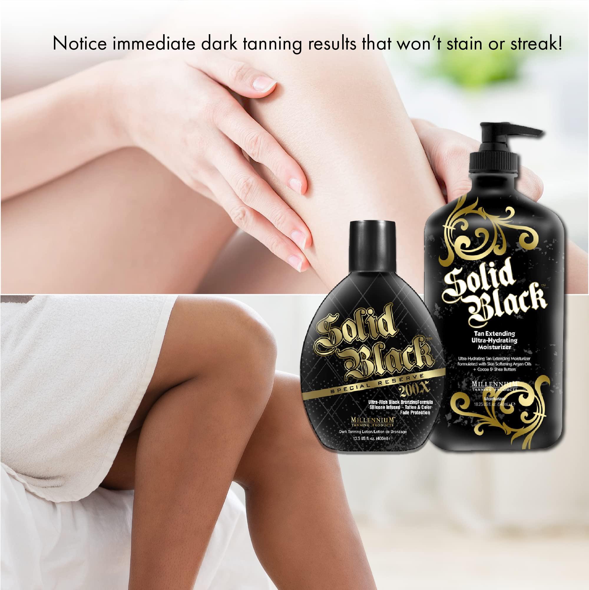 Millennium Tanning Products Millennium Tanning Solid Black 200X Tanning Lotion & Tan Extender Lotion, 13.50 & 18.25 Fluid Ounces