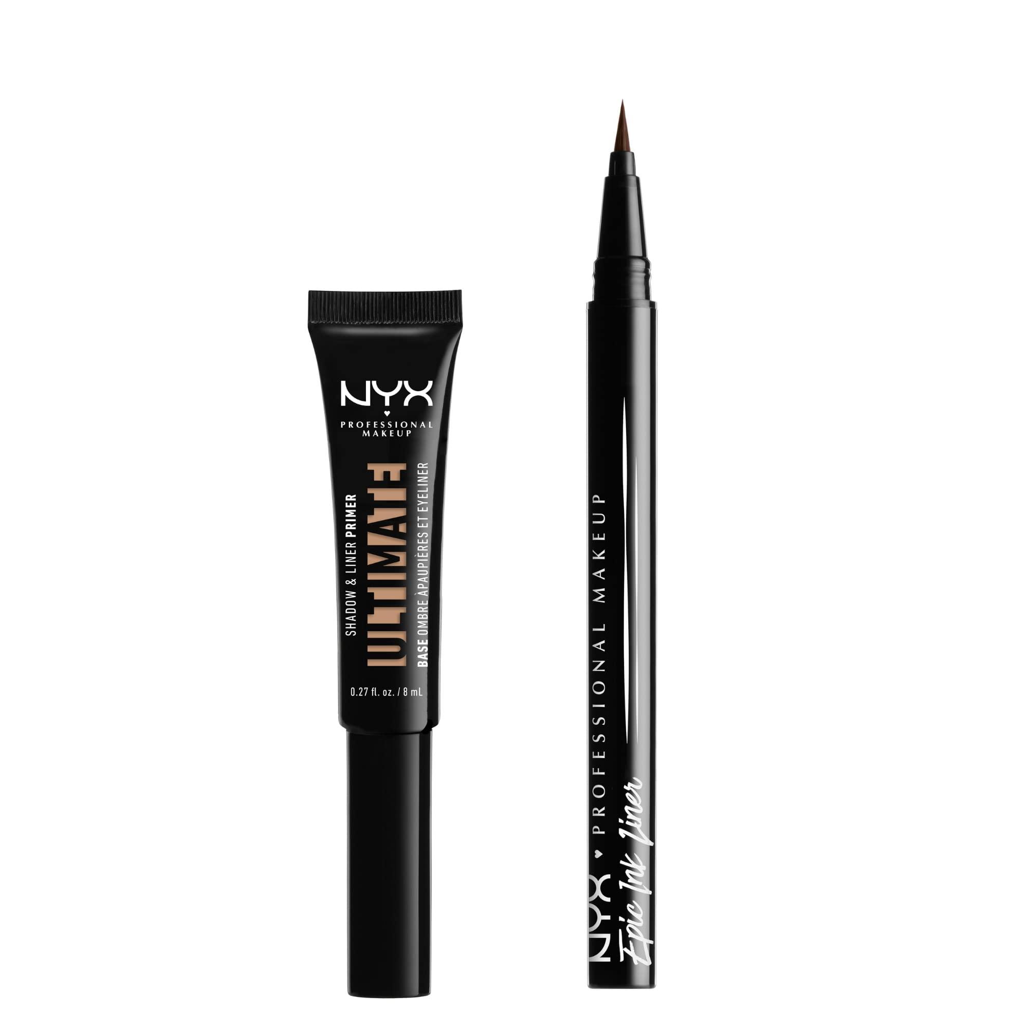 NYX PROFESSIONAL MAKEUP NYX PROFESSIONAL MAKEUP Ultimate Shadow & Liner Primer, Medium Deep + Epic Ink Liner, Black (2-Pack Bundle)