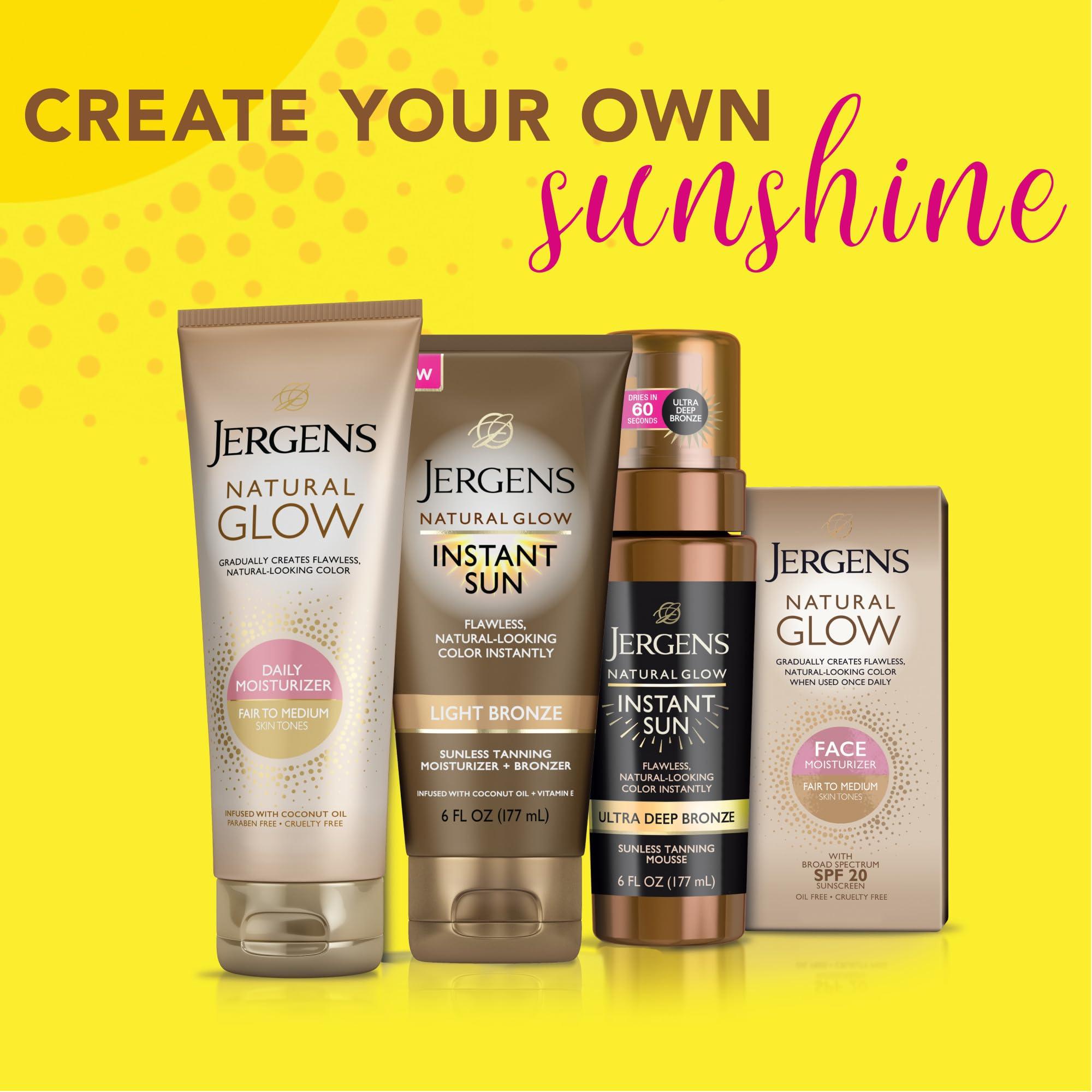 Jergens Jergens Natural Glow Instant Sun Bundle: Light Bronze Sunless Tanning Moisturizer + Bronzing Lotion 6oz Bottle and Applicator Mitt