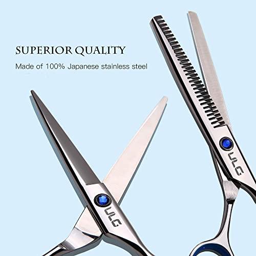 ULG Hair Cutting Scissors Thinning Shears Kit ULG Professional Barber Hairdressing Texturizing Salon Razor Edge Scissor Japanese Stainless Steel 6.5 inch