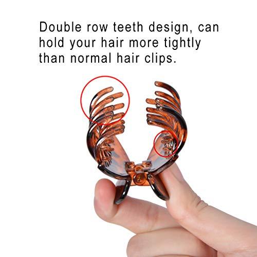 DEEKA DEEKA 3 PCS 2.5 Inch Tortoise Shell Hair Claw Clips Double Row Teeth Plastic Hair Jaw Clips Hair Barrettes Thick Medium Thin Hair Clips for Women