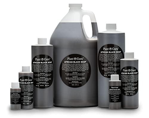 Plant Guru African Black Soap Liquid Half Gallon - 100% Raw Pure Natural From Ghana, Acne Treatment, Aids Against Eczema & Psoriasis, Dry Skin, Scar and Dark spot Removal, Pimples and Blackhead, Face & Body Wash