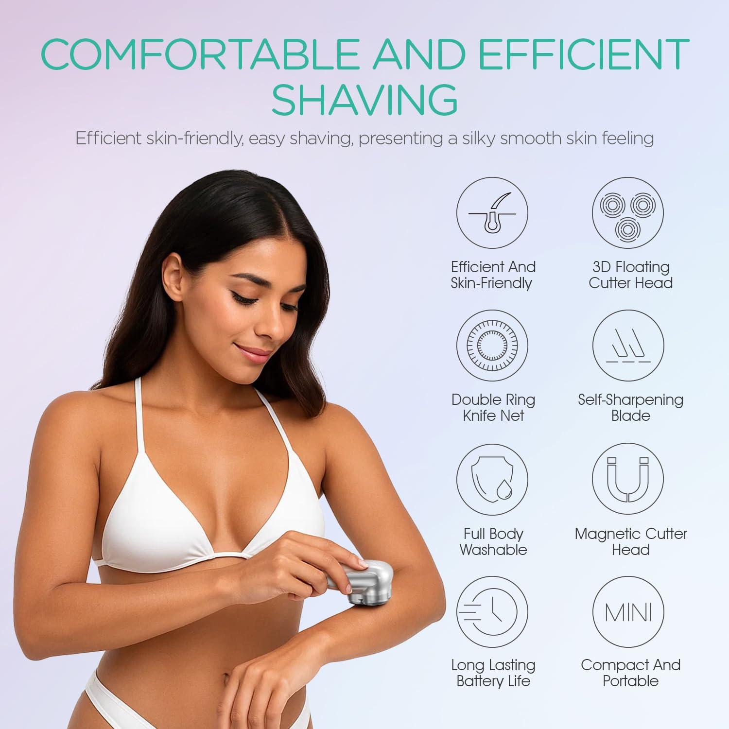 VOYOR VOYOR Electric Razors for Women 3D Floating Blade Shaver for Women, Electric Shaver for Legs Bikini and Body Facial Hair Remover Women\'s Electric Shavers Waterproof Women\'s Grooming ES310 (Gold)