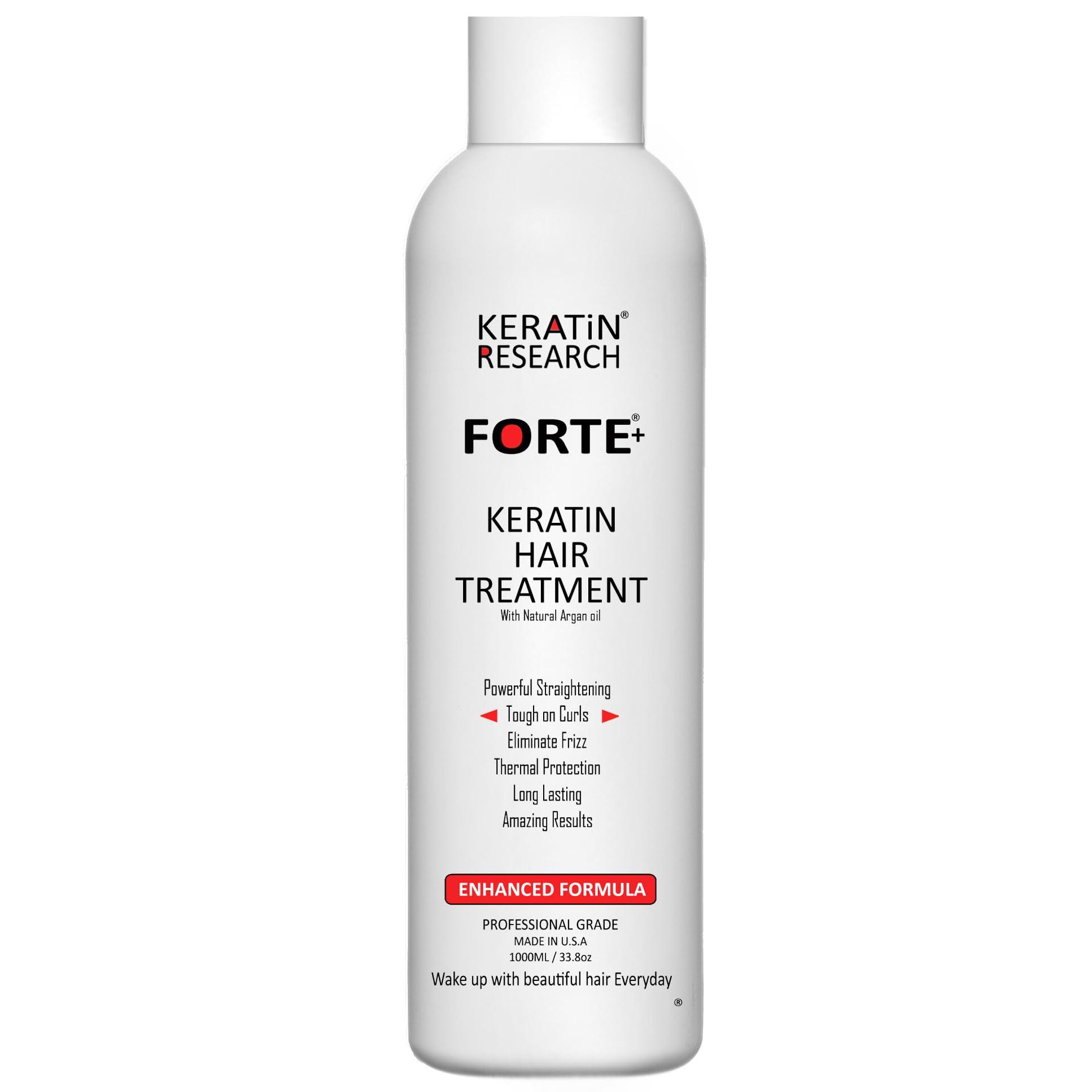 KERATIN RESEARCH Keratin Research Keratin Brazilian Keratin Hair Blowout Treatment Extra Strength, 120ml, for Curly Hair, Enhanced Formula with Moroccan Argan Oil and Queratina Brasilera Tratamiento Forte