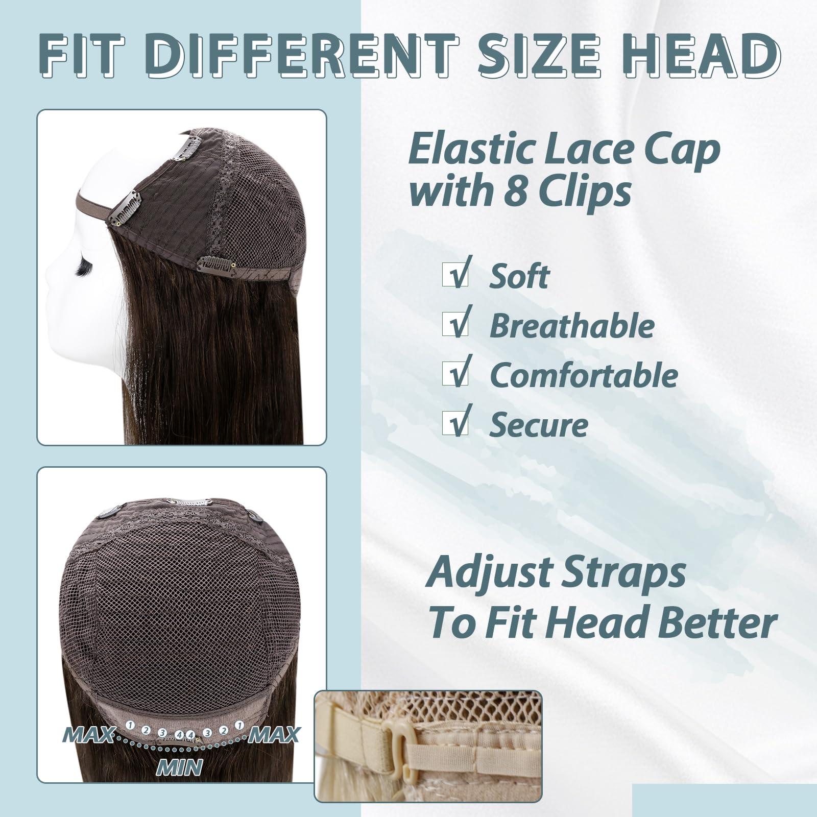 RUNATURE RUNATURE U Part Wig Human Hair Dark Brown U Part Human Hair Wig 12 Inch 150% Density Hair Wig Glueless Clip in Half Wig Middle Cap U Shape Wig Brazilian Remy Straight Hair