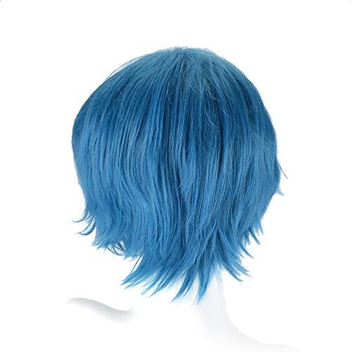 PLUSKER PLUSKER 30cm Women Anime Short Straight Blue Fluffy Hair Wig for Sailor Mizuno Ami Mercury Cosplay Party Synthetic Costume Hair Wigs