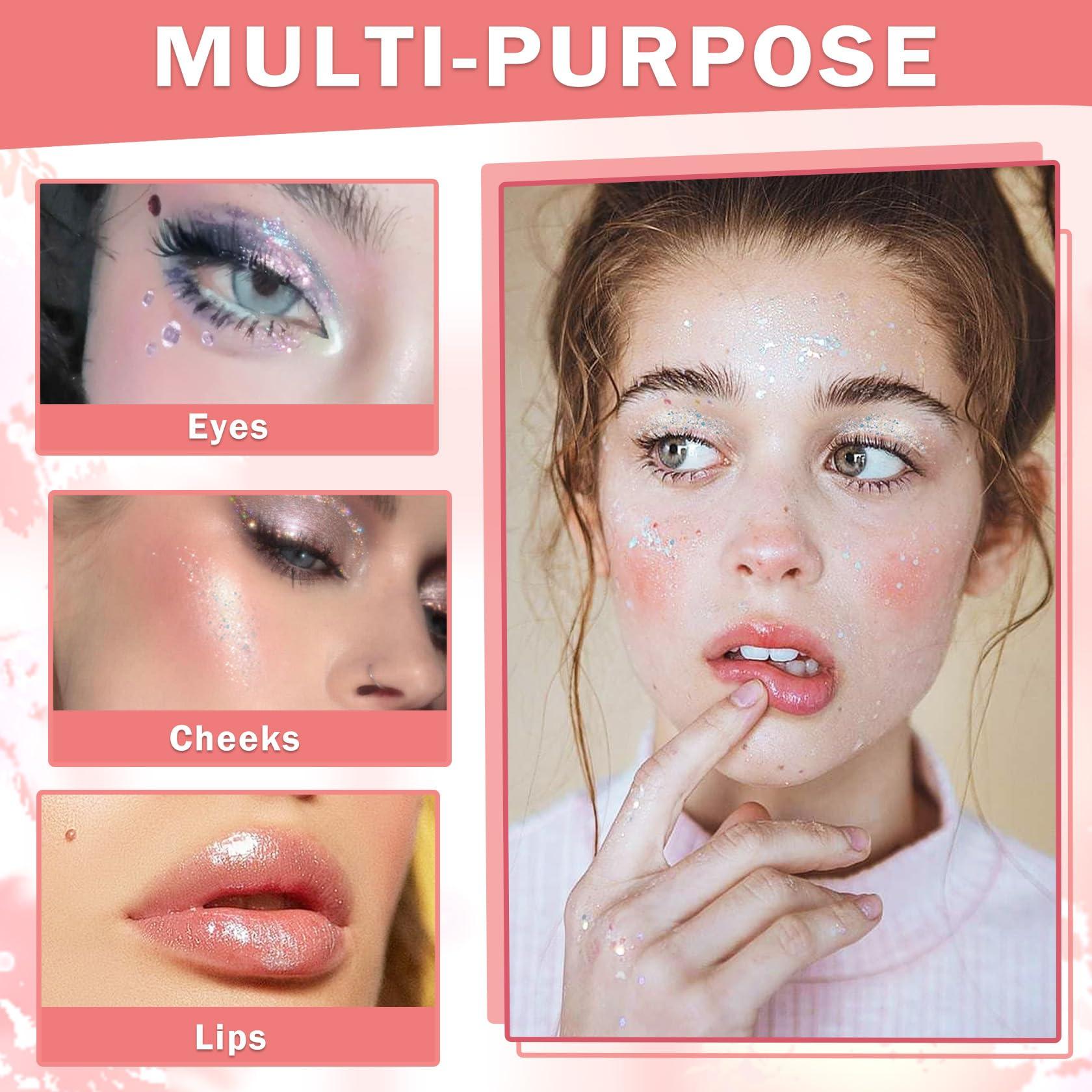 AIUEO AIUEO Liquid Glitter Eyeshadow Eyeliner Korean Eye Glitter Makeup Long Lasting Shimmer Eyeshadow Lightweight Quick Drying Face Glitter Makeup-Undersea Coral