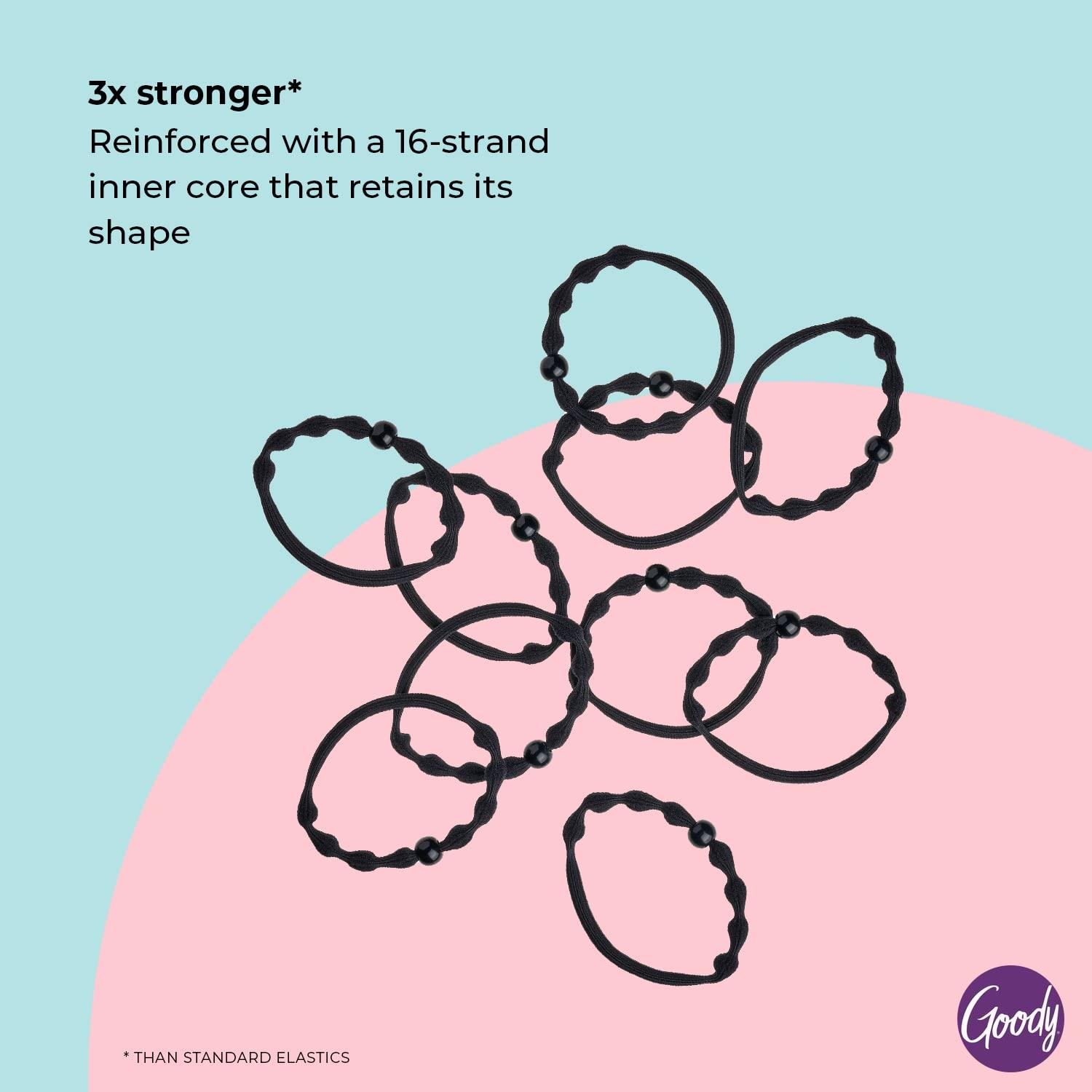 GOODY Goody Forever Ouchless Elastic Hair Tie - 10 Count, Black - Medium Hair to Thick Hair - Accessories for Women and Girls (Pack of 2)