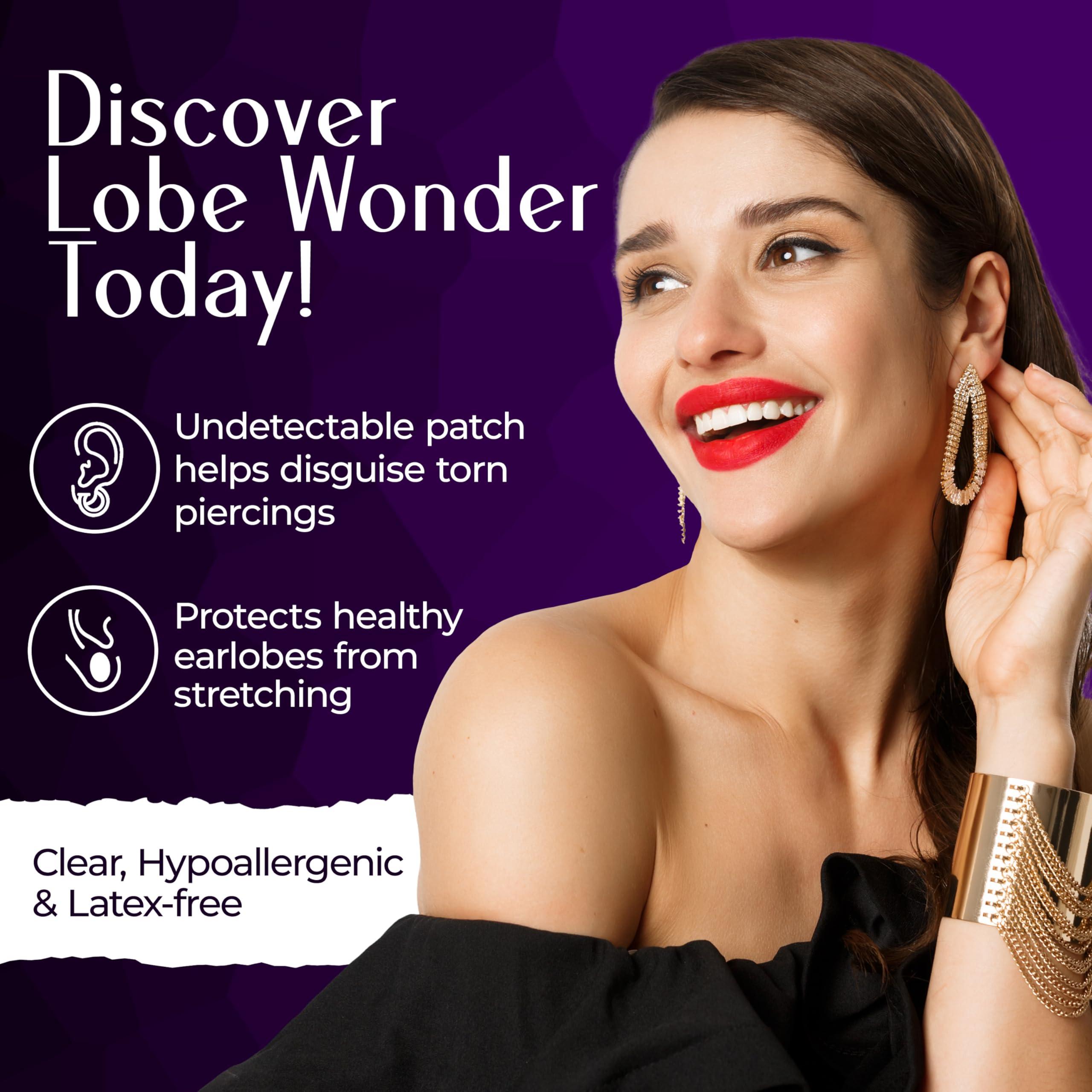 Lobe Wonder Lobe Wonder - The ORIGINAL Ear Lobe Support Patch for Pierced Ears - Eliminates the Look of Torn or Stretched Piercings - Protects Healthy Ear Lobes from Tearing - 420 Patches - Clear & Latex-Free
