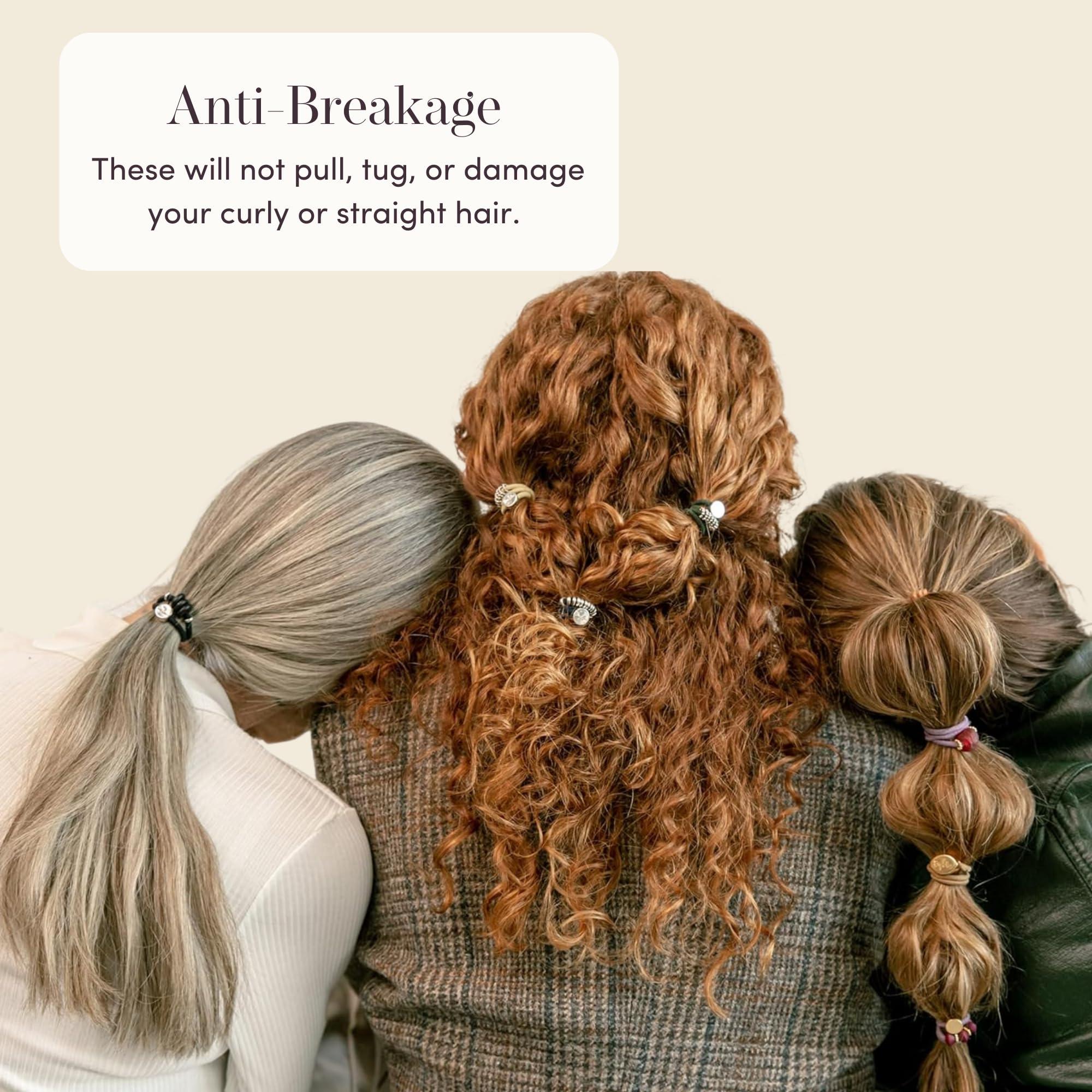 By Lilla By Lilla Hair Ties - Premium Hair Tie Bracelets for Women - Stylish Ponytail Holders for Curly, Straight, Thick, and Thin Hair - Pack of 2 (Barre - Gold/Black)