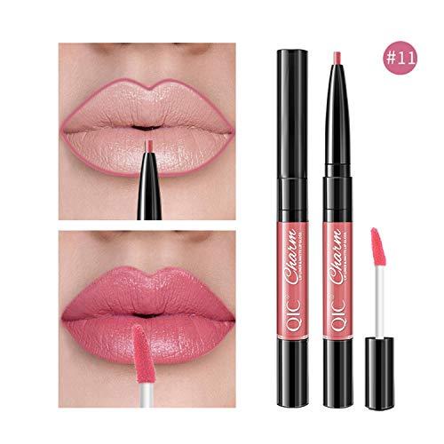 Mllkcao Mllkcao Lip Gloss Double Lip Enamel Pencil Lip Line Pen Non Stick Cup Matte Lipstick, 3ml