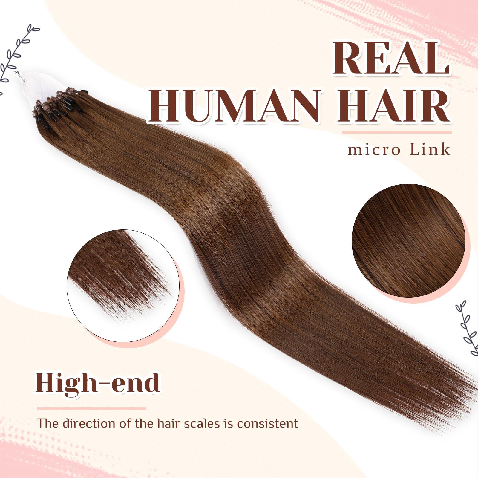 KiiKiiGirl KiiKiiGirl microlinks hair extensions human hair - 16inch micro link hair extensions human hair micro link extensions micro links hair extensions human hair #4 Chocolate Brown 30G/Pack