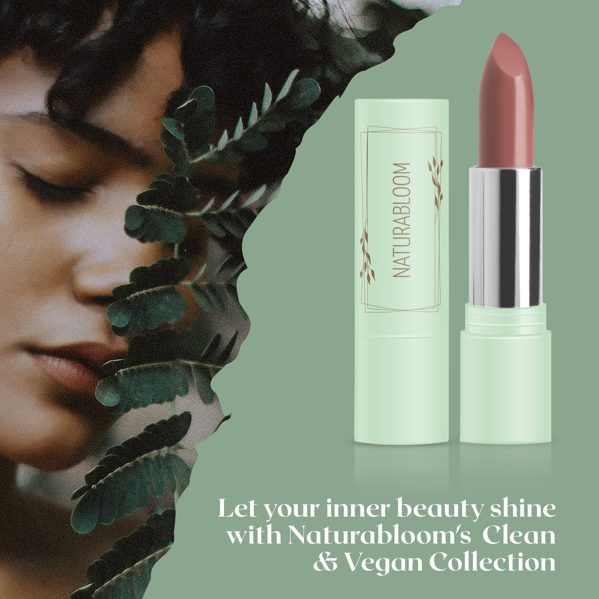 NATURABLOOM NATURABLOOM Vegan Lipstick (Petalia) - Sensational One-Stroke Long Lasting Lipstick from Natural Oils & Butters Full-Coverage Lip Color with Shea Butter & Coconut Extact - Premium Hydrating Lipsticks