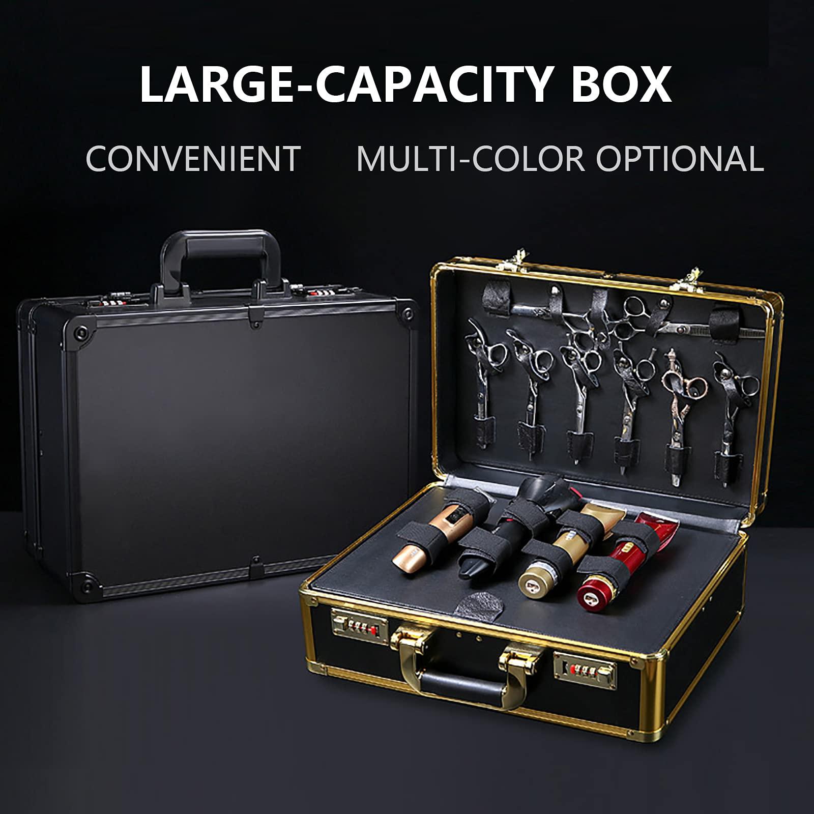 Fetcoi Fetcoi Barber Case Barber Carrying Case, Portable Hairdressing Tool Storage Barber Suitcase Barber Tool Box with Lock for Scissors Clippers Barber Supplies (Gold)