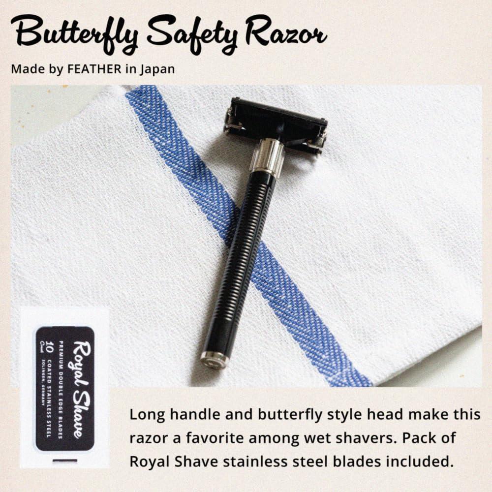 Royal Shave Luxury Safety Razor Shaving Kit by Royal Shave, Complete 6 Piece Shaving Gift Set for Men, Essential Wet Shaving Grooming Kit (Sandalwood)