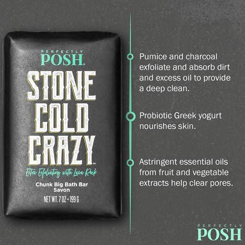 Perfectly Posh Perfectly Posh - Stone Cold Crazy Big Bath Bar Soap - Refreshing and Nourishing Soap with Energizing Scent - for Energizing Bath Time - 7oz