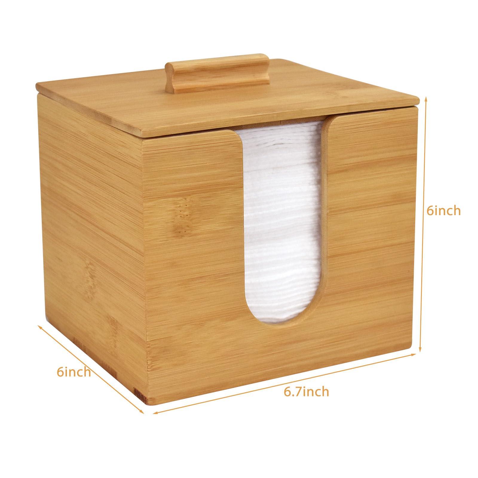 futaiphy Bamboo Box for Clean Towels XL, Face Towel, Disposable Makeup Remover Dry Wipes, Bamboo Box Container Face Cleaning for Skin Care Face Towels Organizer (Face Towel Holder)