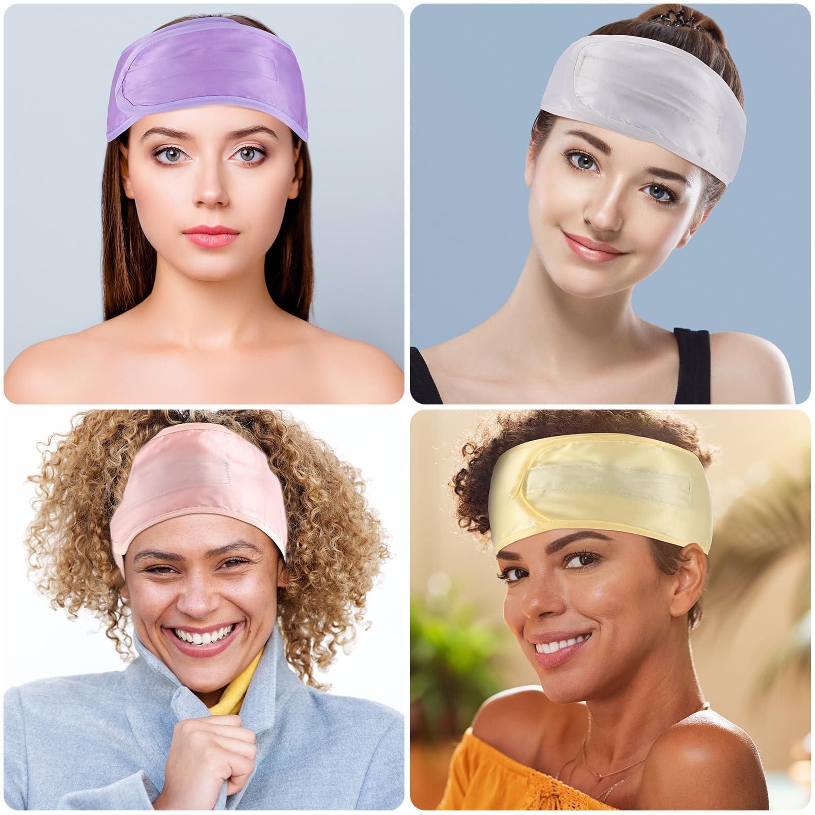 Eurzom Eurzom 4 Pieces Satin Hair Wrap Scarf Satin Headband for Black Women\'s Adjustable Silk Hair Wraps for Sleeping Nonslip Strips(Elegant Color)