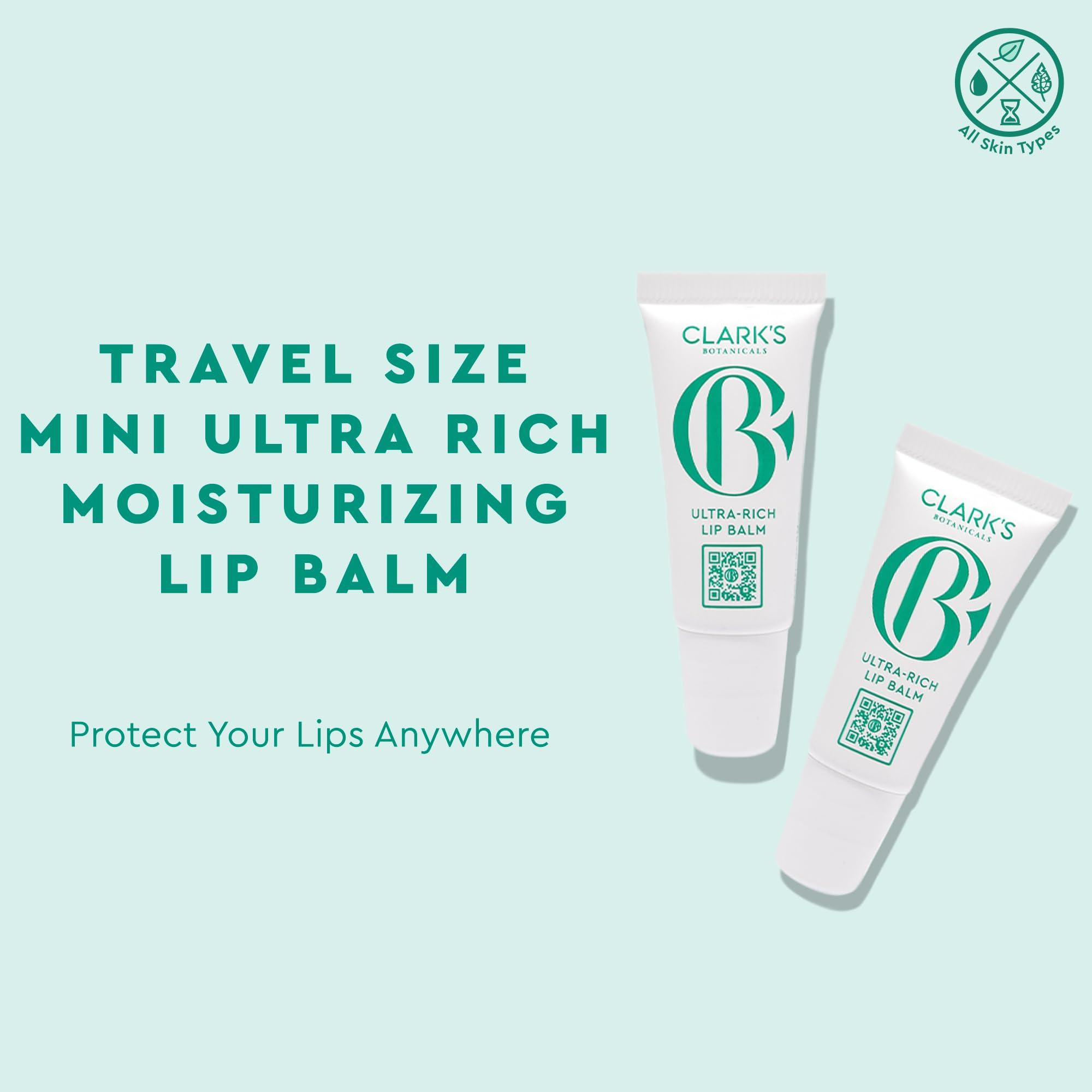 Clark\'s Botanicals Clark\'s Botanicals Travel Size Mini Ultra Rich Lip Balm: Plumping Moisturizer with Collagen and Shea, Mango & Avocado Butter + Vitamin E, Stimulating Organic Lip Treatment | 0.14 fl oz (Pack of 2)