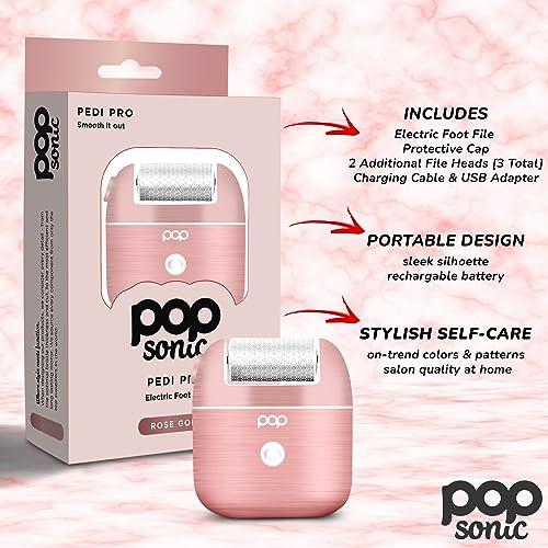 Pop Sonic Pedi Pro Electric Foot File - Electric Callus Remover for Feet - Pedi Spa Foot Exfoliator Tool for Men/Women (Rose Gold)