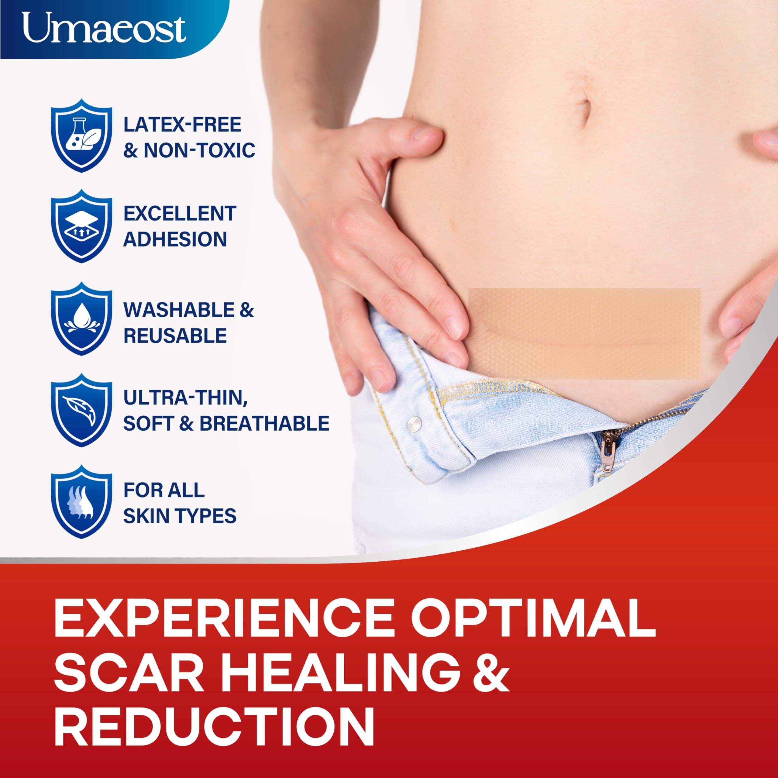 Umaeost 1.6\"x 120\" Medical Silicone Scar tape for Scars: Medical Grade Scar Sheets Reduces the Appearance of Scars from surgical Acne Stitches Burns More