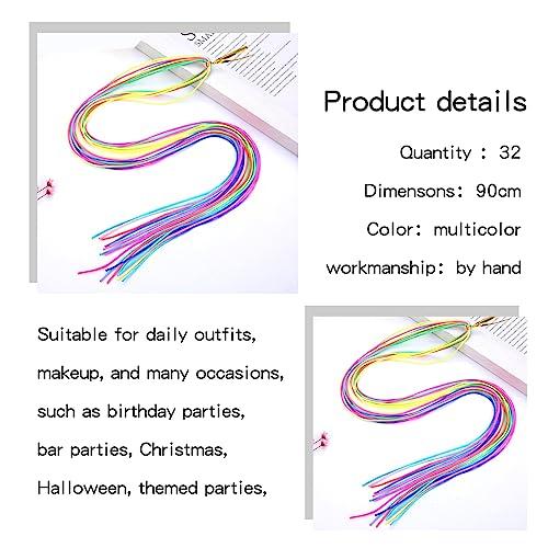 YFKJ 32Pcs Colorful Hair Wrap String For Braids, Multi Rainbow Braiding Hair Tie, Gradient Color Hair Rope Band, Girls Braids Hair Styling Accessories (B#)