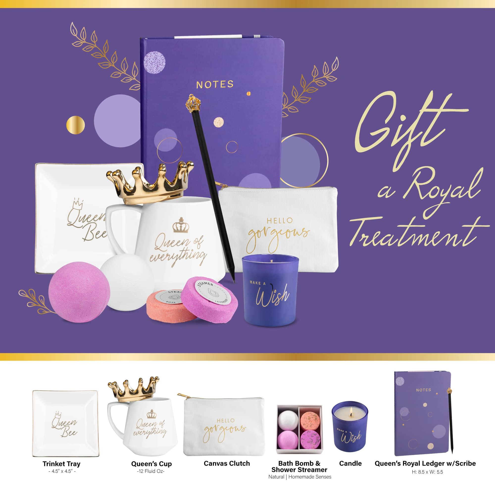 Monarch Gift Company Birthday Gifts for Women Royal Queen - Relaxing Thank You, Anniversary, Mothers Day Gift Basket - Gifts for Mom, Best Friend, Sister and Daughter - 12 Pack Gift Box Set with Greeting Card