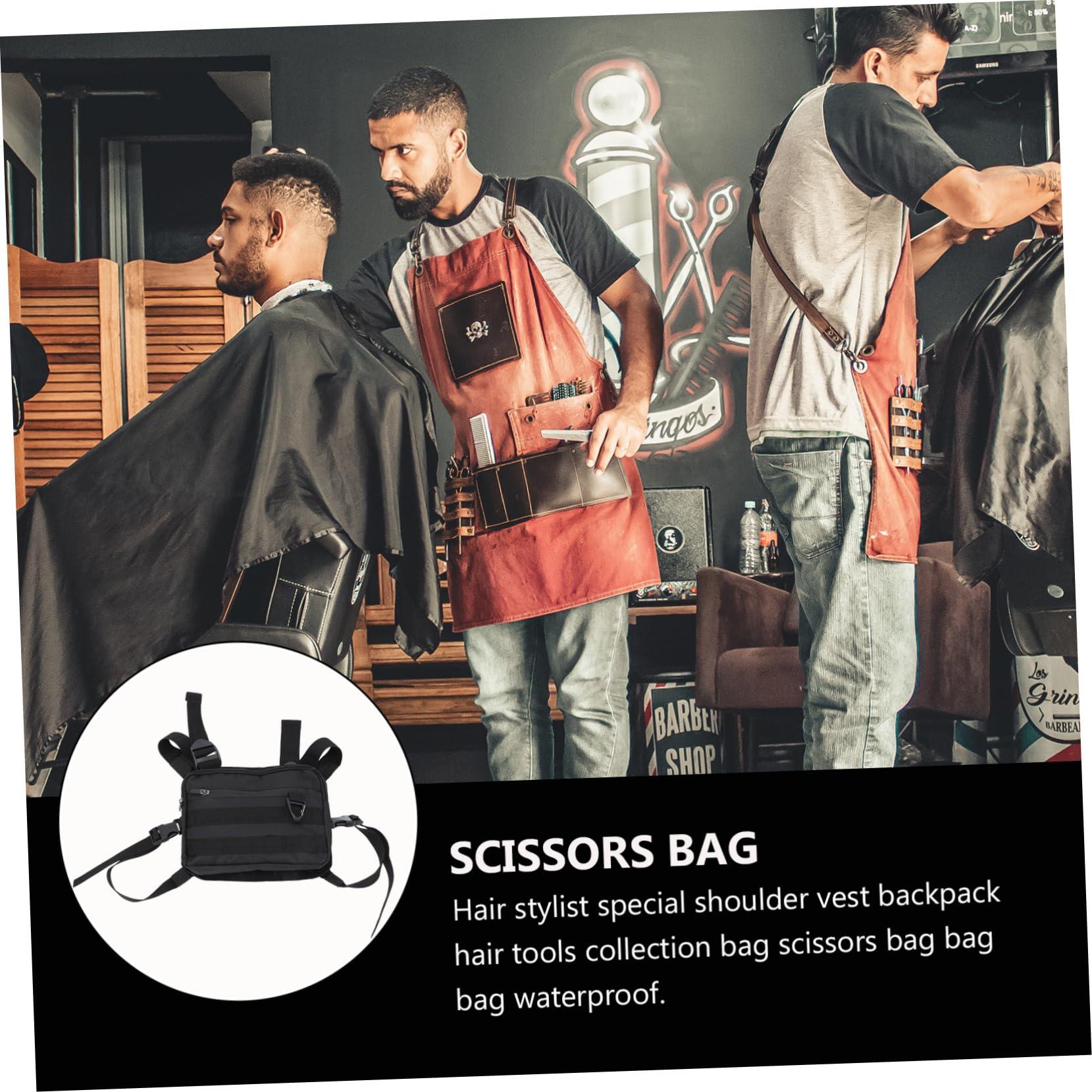 MERRYHAPY MERRYHAPY 1pc Backpack with Waistcoat Hair Organizer Storage Makeup Artist Waist Bag Makeup Brush Bag Hair Pouch Barber Equipment Bags Haircut Handbag Barber Scissors Case Oxford Cloth Black