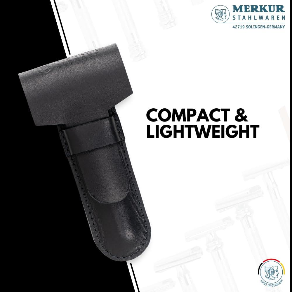 MERKUR MERKUR Leather Razor Case - Black Cowhide, Fits All MERKUR Razors Except 24001, Up to 110 mm