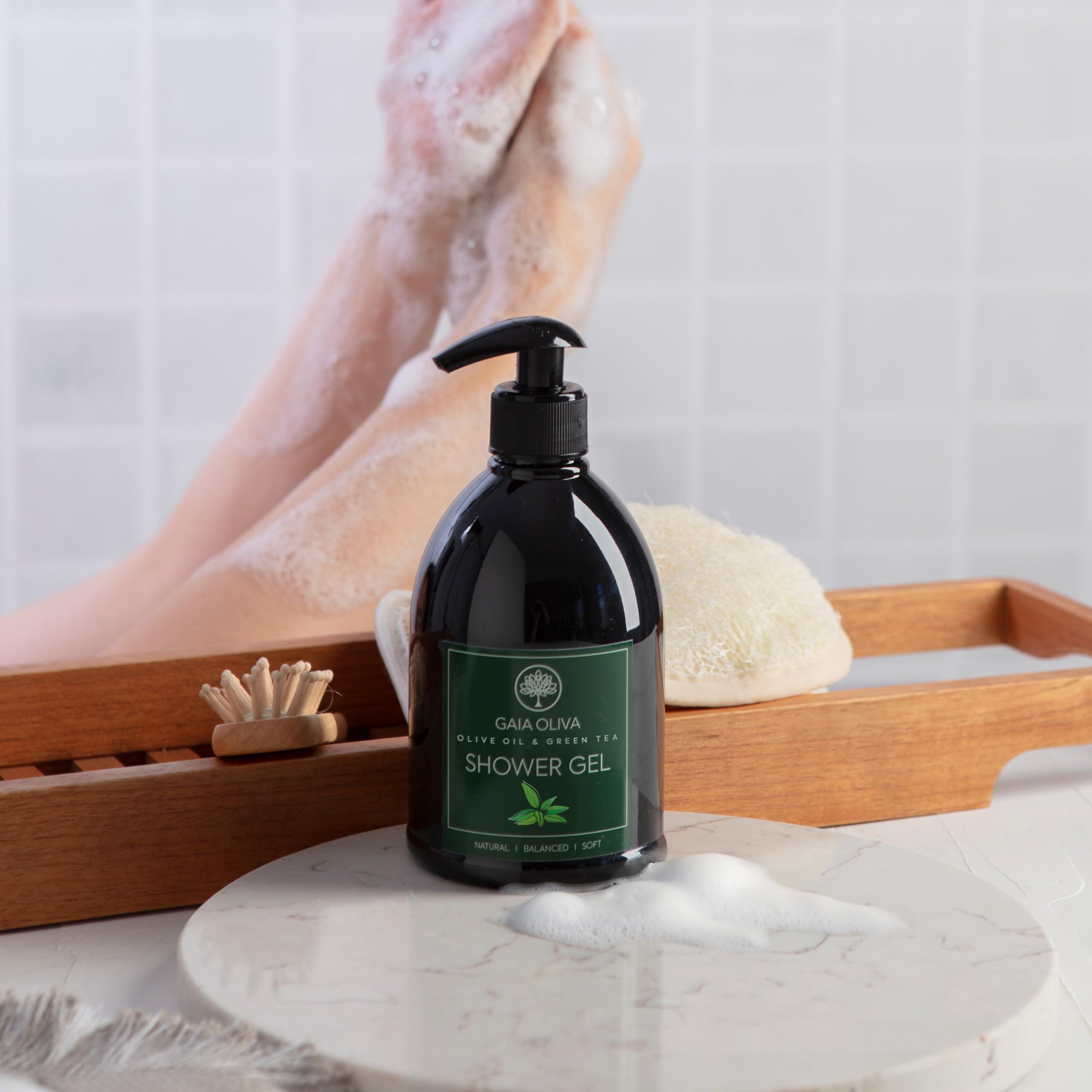 GAIA Oliva GAIA Oliva Liquid Shower Gel Moisturizing Body Wash Olive Oil, Bath Body Soap, Bottle 16.9 FL OZ (Pack of 2, Green Tea)