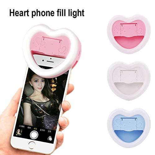 Coersd Coersd LED Ring Fill Light Online Live Selfie Photograph Take a Video Cosmetic Heart-Shaped Makeup Mirror (Pink)