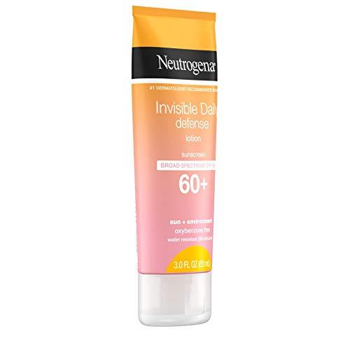 Neutrogena Neutrogena Invisible Daily Sunscreen Lotion, Broad Spectrum SPF 60+, Oxybenzone-Free & Water-Resistant, Sun or Environmental Aggressor Protection, Antioxidant, 3 Fl Oz (Pack of 1)