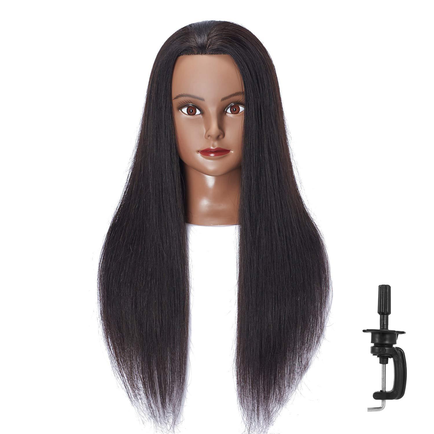 Hairlink Hairlink 24-26'' Mannequin Head With Human Hair Styling Training Head Dolls for Cosmetology Manikin Maniquins Practice Head with Stand (6611B0218H)